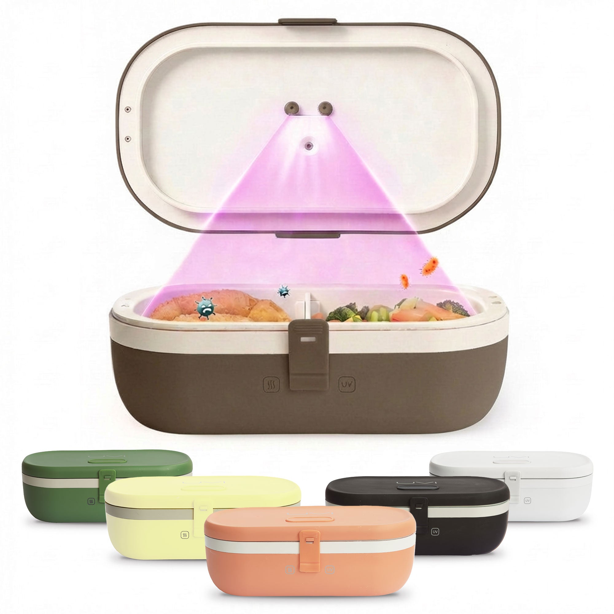 UVI Plus – SELF-HEATING LUNCH BOX WITH USB-C CORD AND UV LIGHT SANITIZER - Coffee Bean