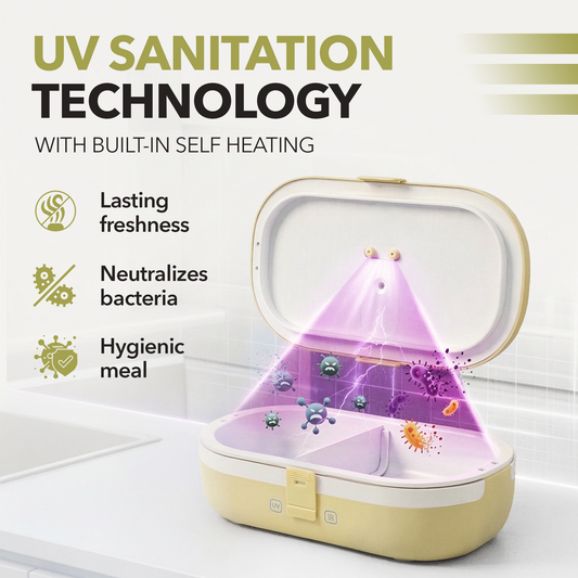UVI Plus – SELF-HEATING LUNCH BOX WITH USB-C CORD AND UV LIGHT SANITIZER - Sunshine