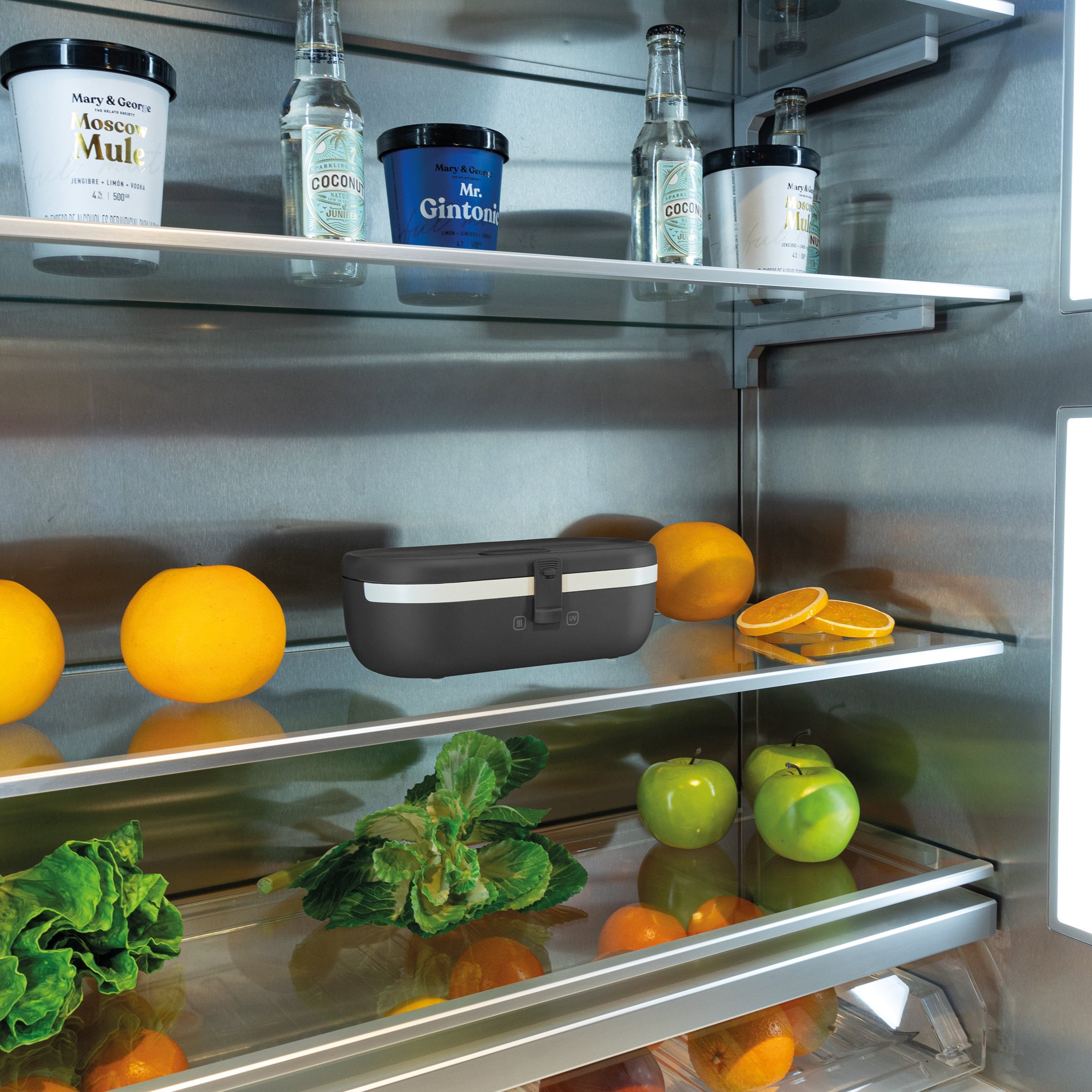 UVI Plus – SELF-HEATING LUNCH BOX WITH USB-C CORD AND UV LIGHT SANITIZER - Charcoal