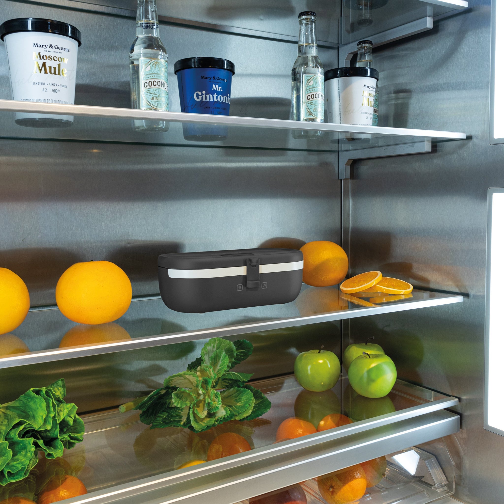 UVI Plus – SELF-HEATING LUNCH BOX WITH USB-C CORD AND UV LIGHT SANITIZER - Charcoal