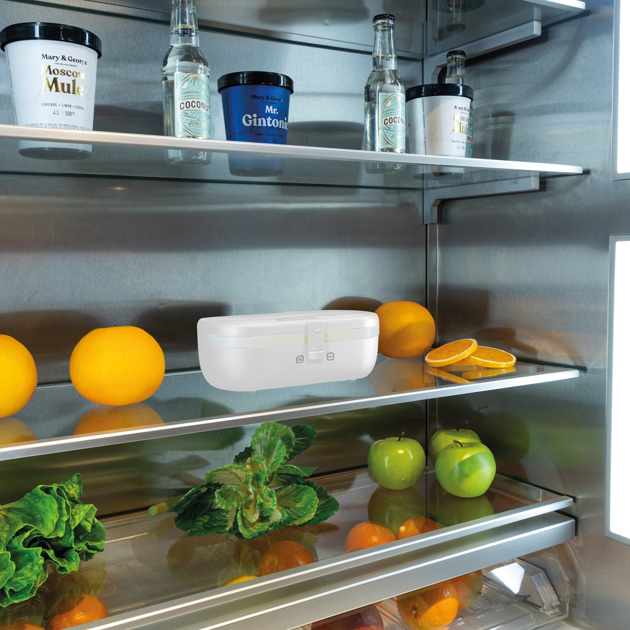 UVI Plus – SELF-HEATING LUNCH BOX WITH USB-C CORD AND UV LIGHT SANITIZER - Pearl