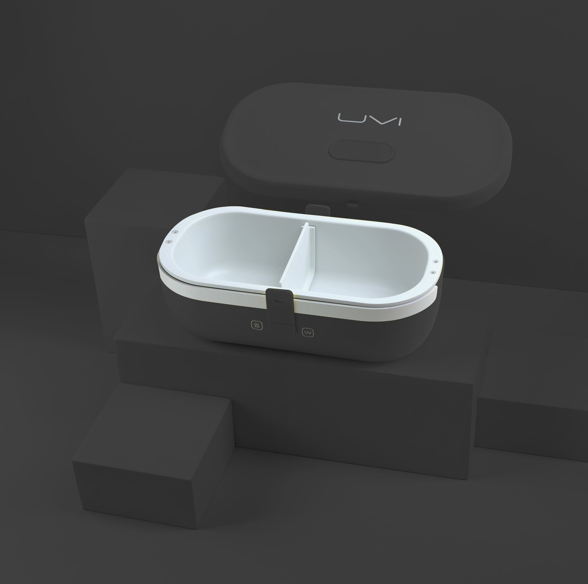 UVI Plus – SELF-HEATING LUNCH BOX WITH USB-C CORD AND UV LIGHT SANITIZER - Charcoal