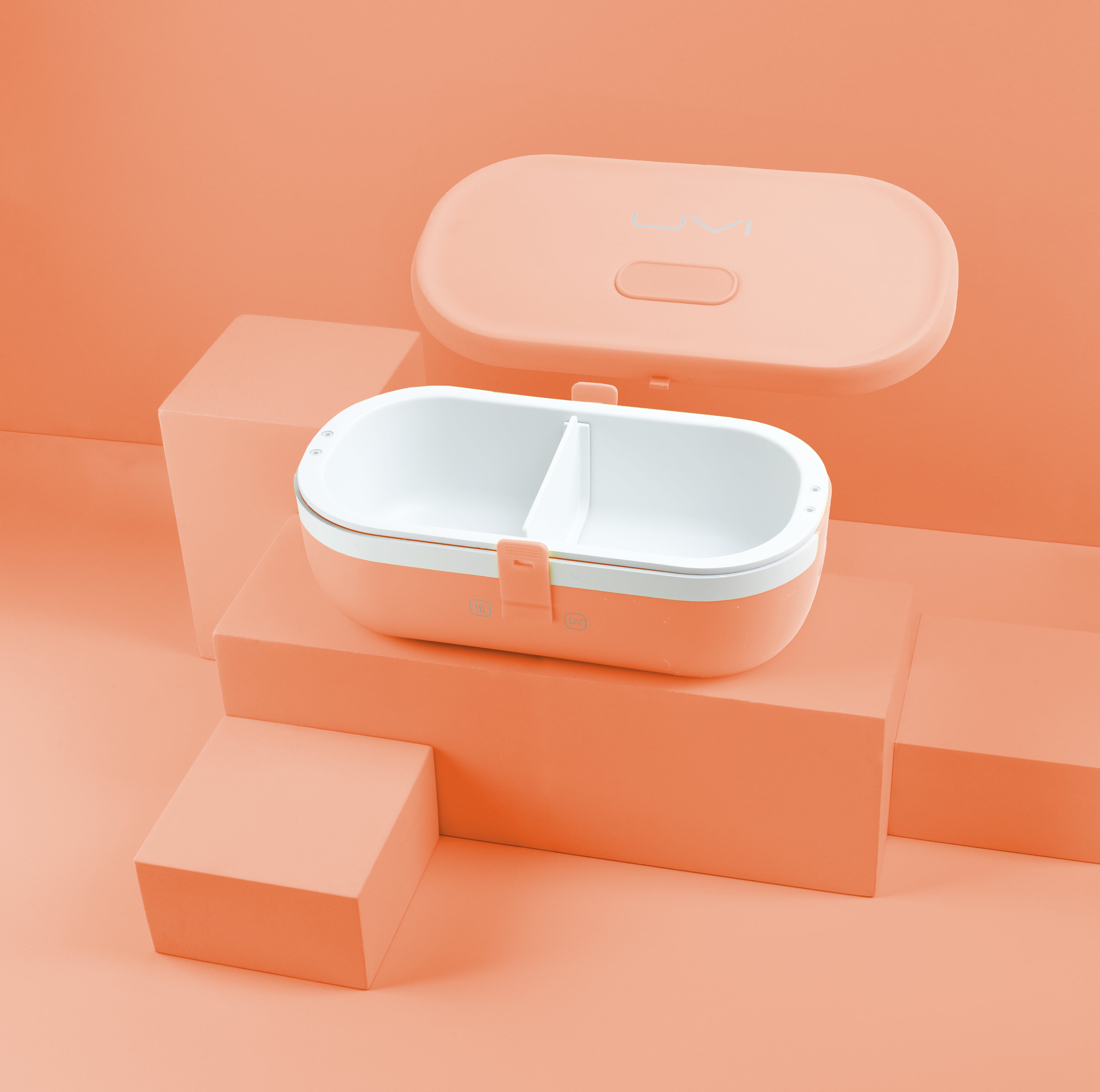 UVI Plus – SELF-HEATING LUNCH BOX WITH USB-C CORD AND UV LIGHT SANITIZER - Salmon