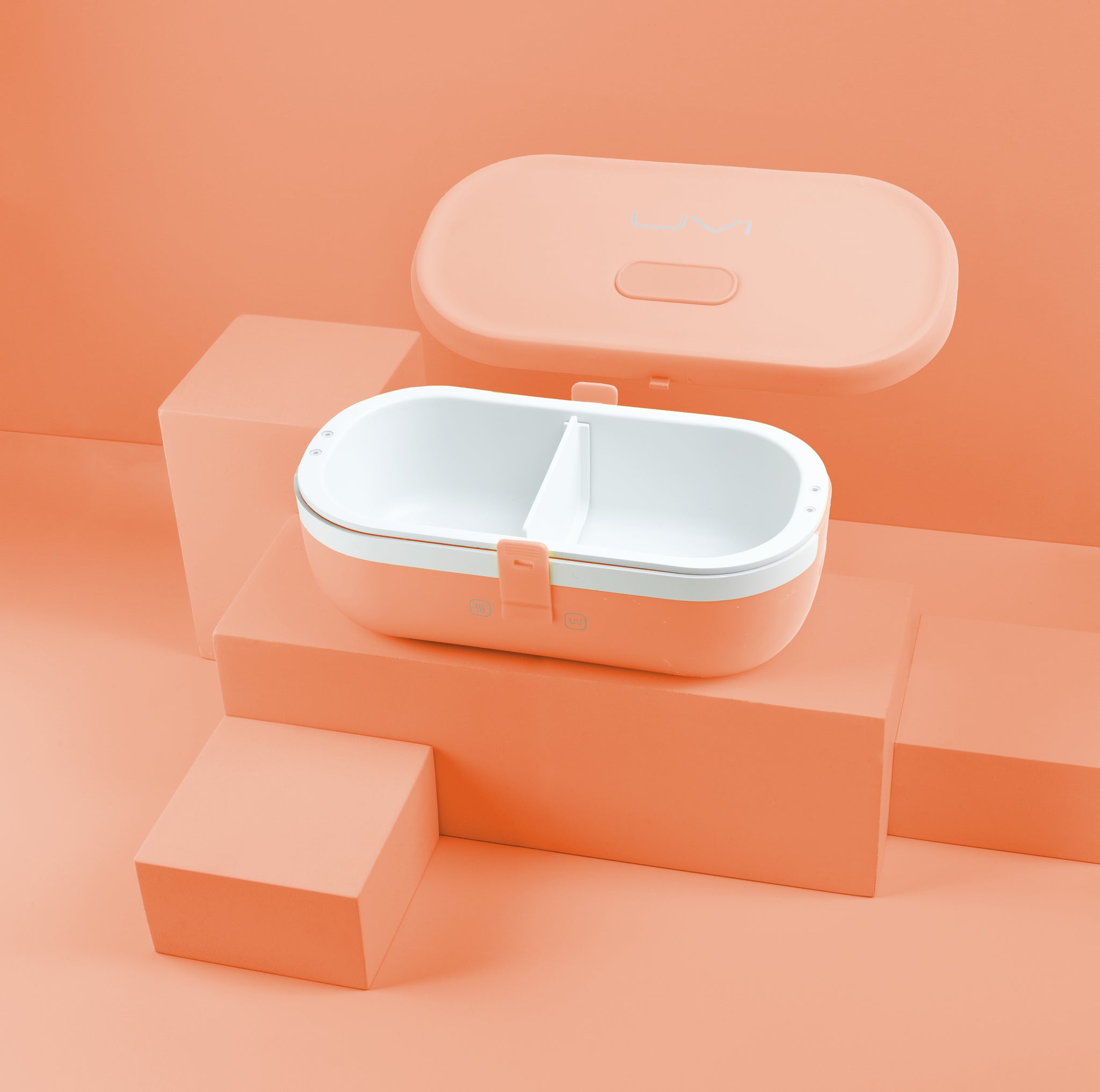 UVI Plus – SELF-HEATING LUNCH BOX WITH USB-C CORD AND UV LIGHT SANITIZER - Salmon