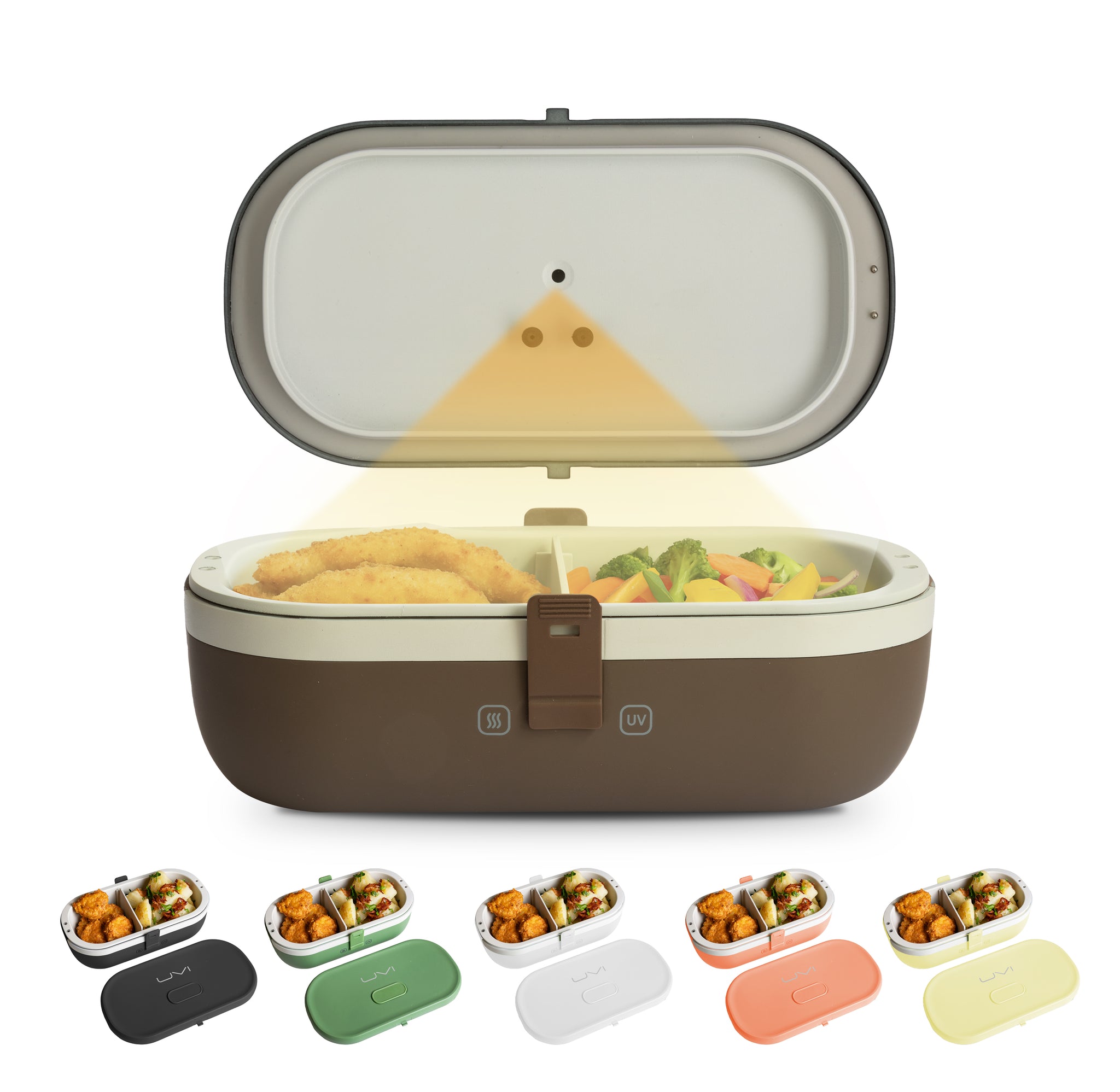 UVI Plus – SELF-HEATING LUNCH BOX WITH USB-C CORD AND UV LIGHT SANITIZER - Coffee Bean