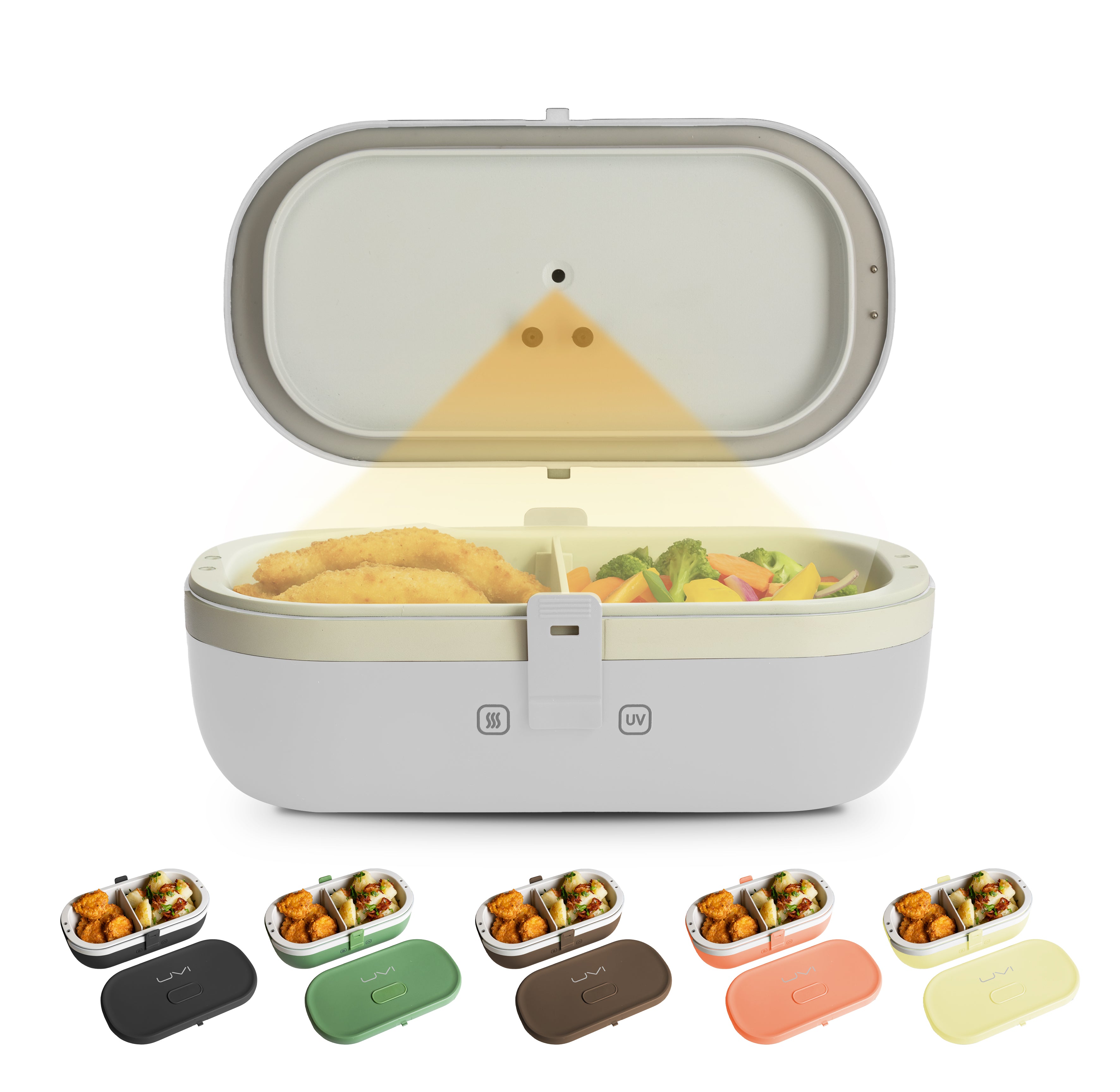 UVI Plus – SELF-HEATING LUNCH BOX WITH USB-C CORD AND UV LIGHT SANITIZER - Pearl