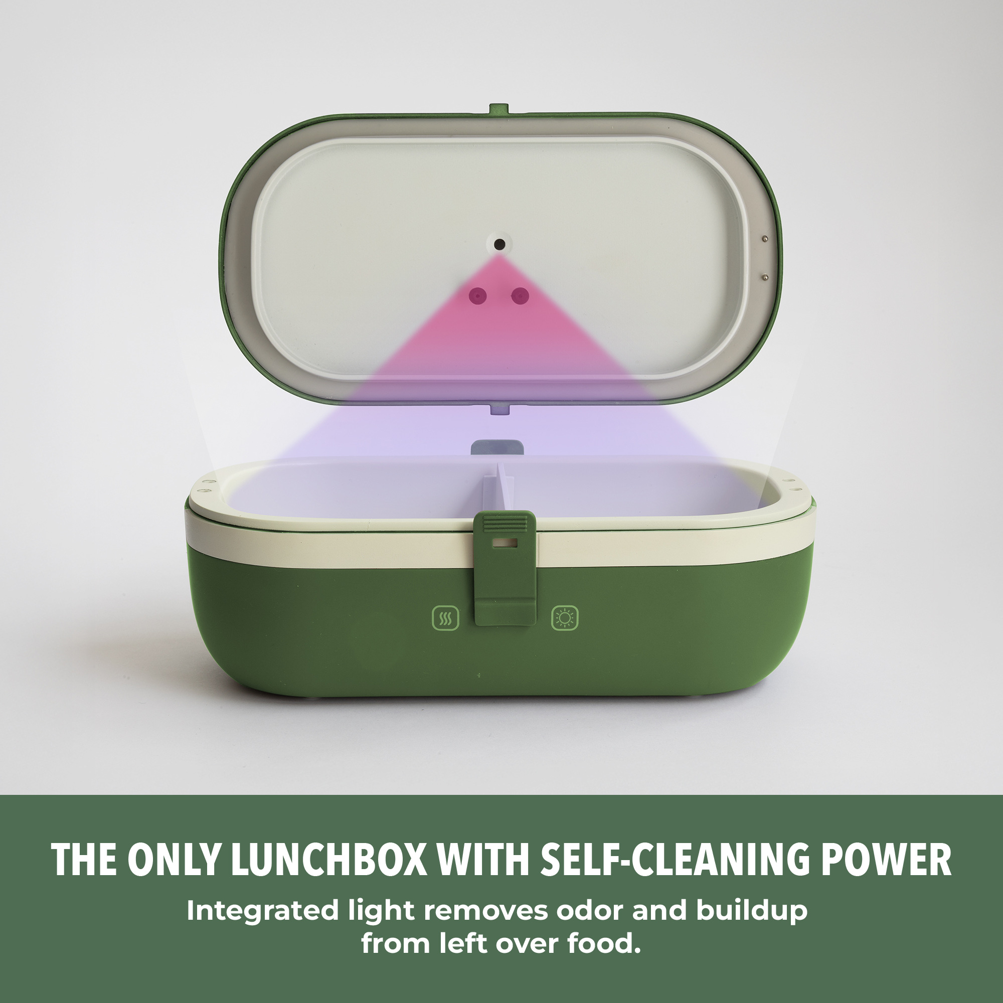 UVI Plus – SELF-HEATING LUNCH BOX WITH USB-C CORD AND UV LIGHT SANITIZER - Green Pea
