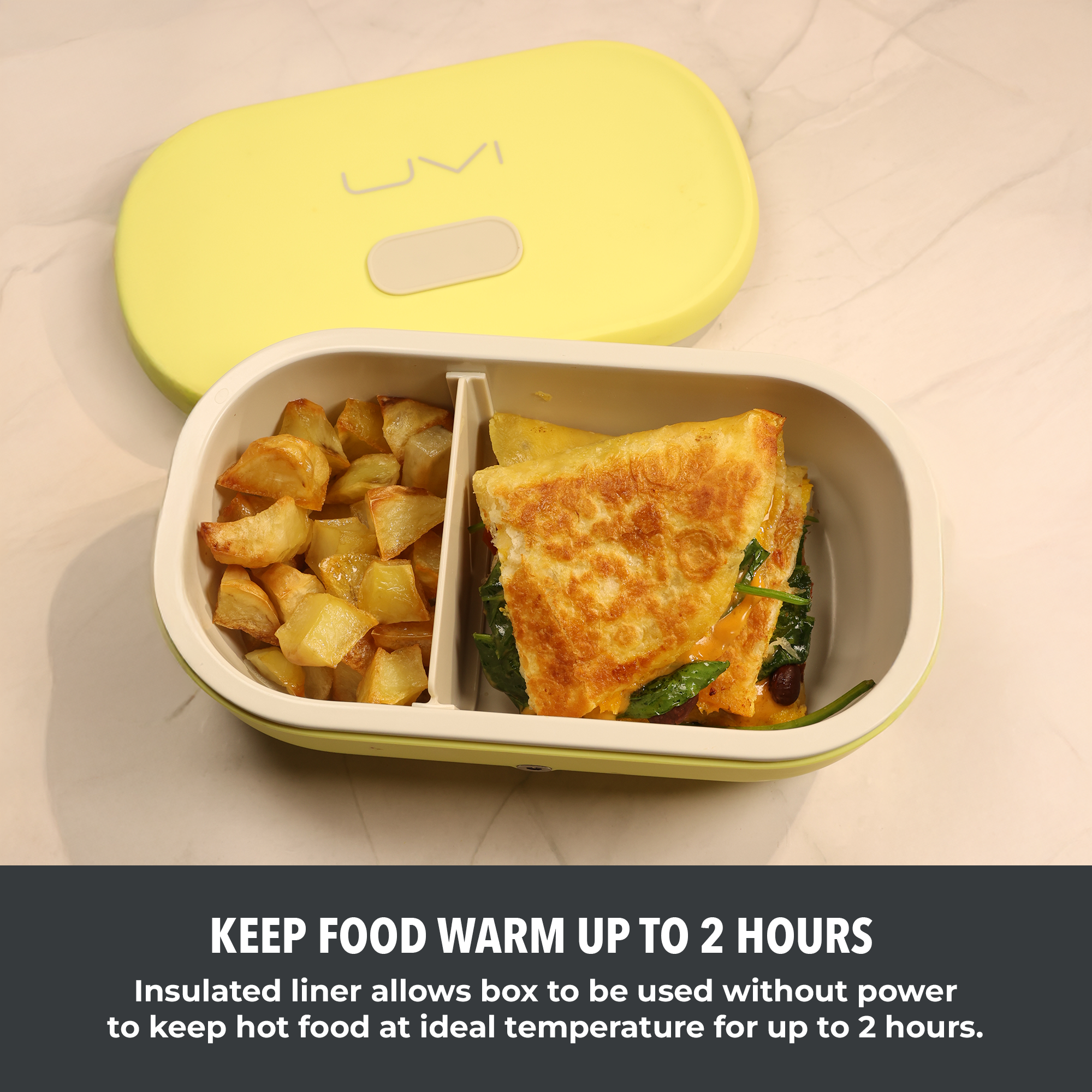 UVI Plus – SELF-HEATING LUNCH BOX WITH USB-C CORD AND UV LIGHT SANITIZER - Charcoal