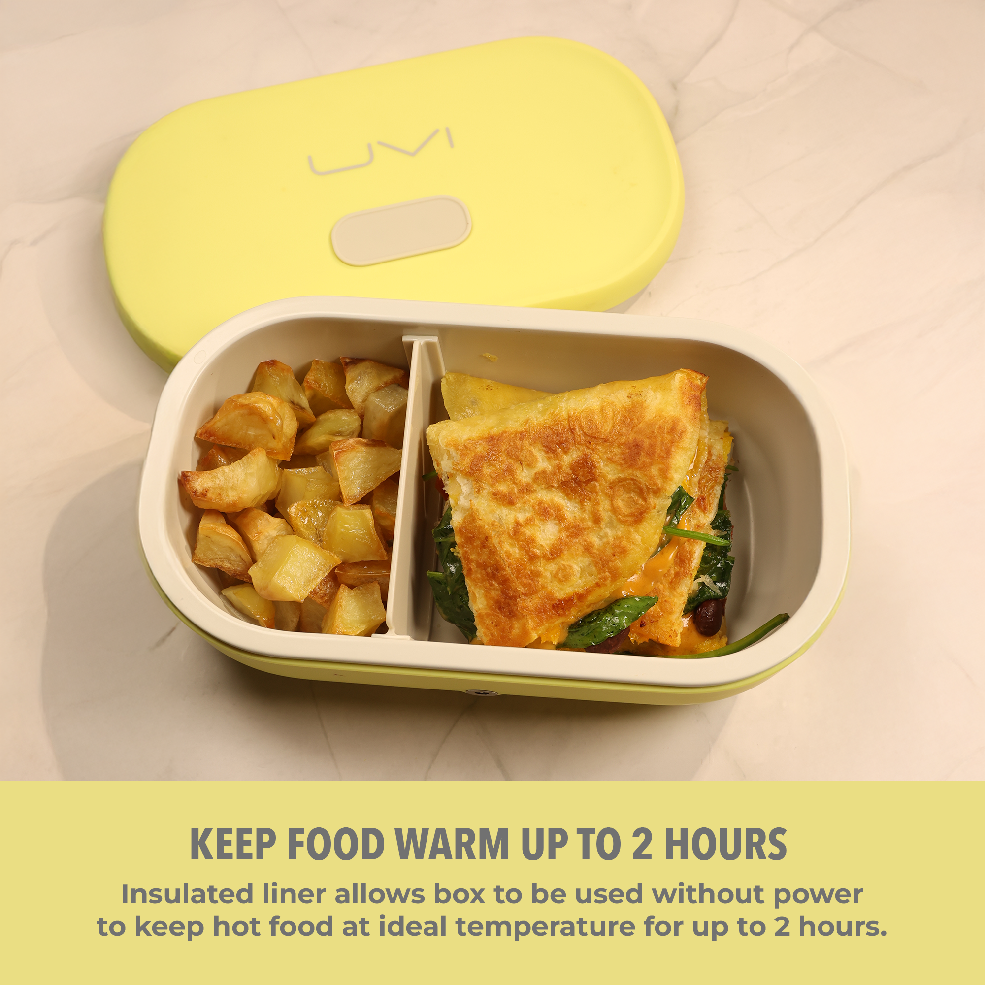 UVI Plus – SELF-HEATING LUNCH BOX WITH USB-C CORD AND UV LIGHT SANITIZER - Sunshine