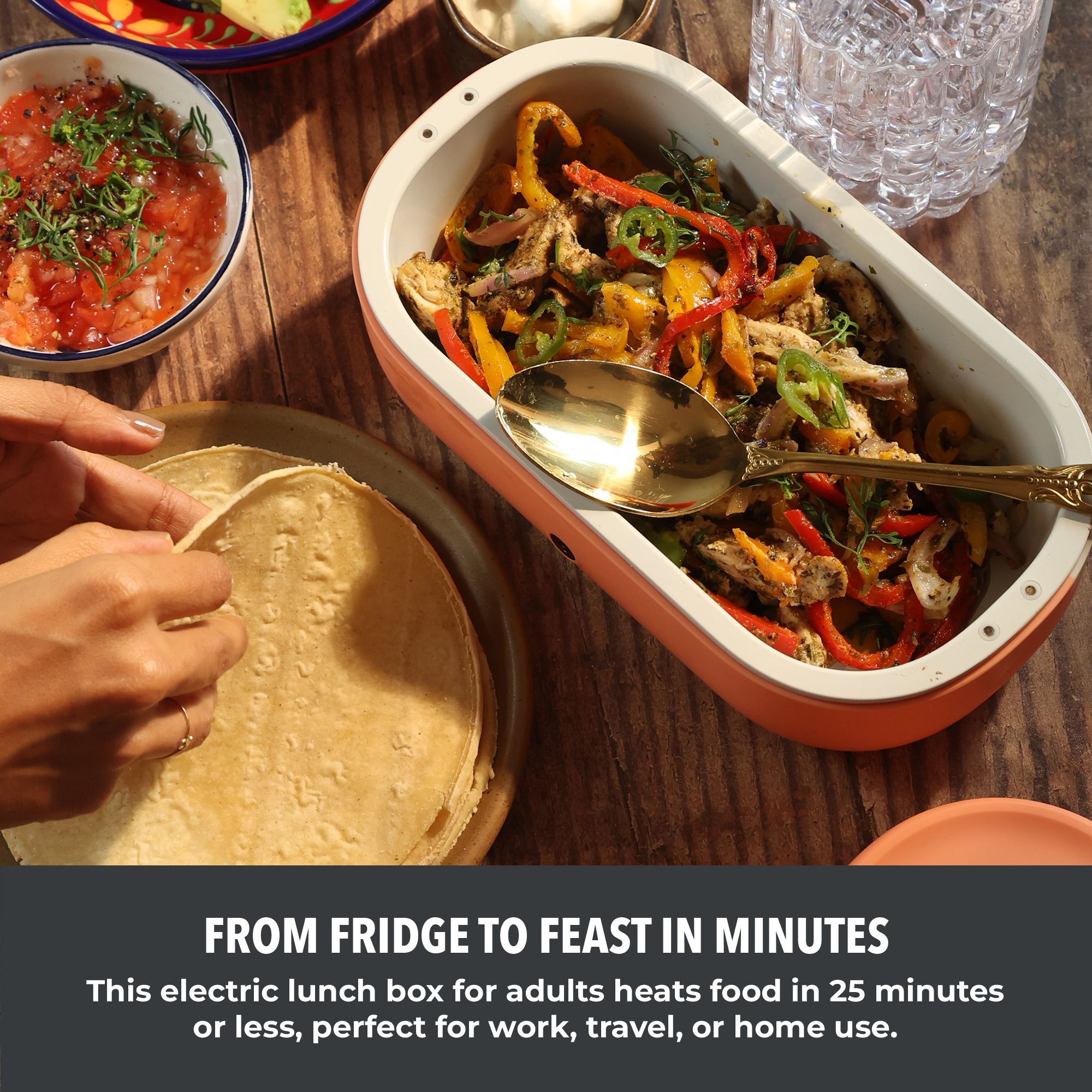 UVI Plus – SELF-HEATING LUNCH BOX WITH USB-C CORD AND UV LIGHT SANITIZER - Charcoal