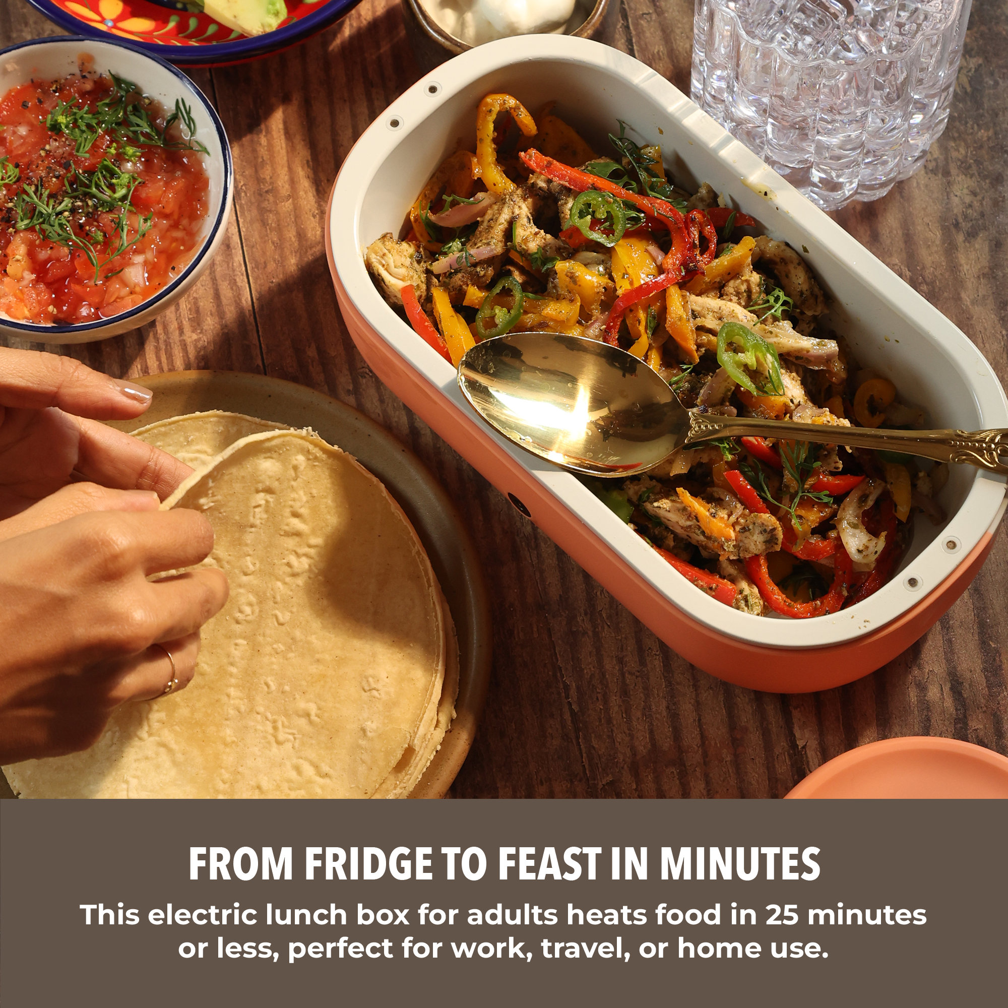 UVI Plus – SELF-HEATING LUNCH BOX WITH USB-C CORD AND UV LIGHT SANITIZER - Coffee Bean