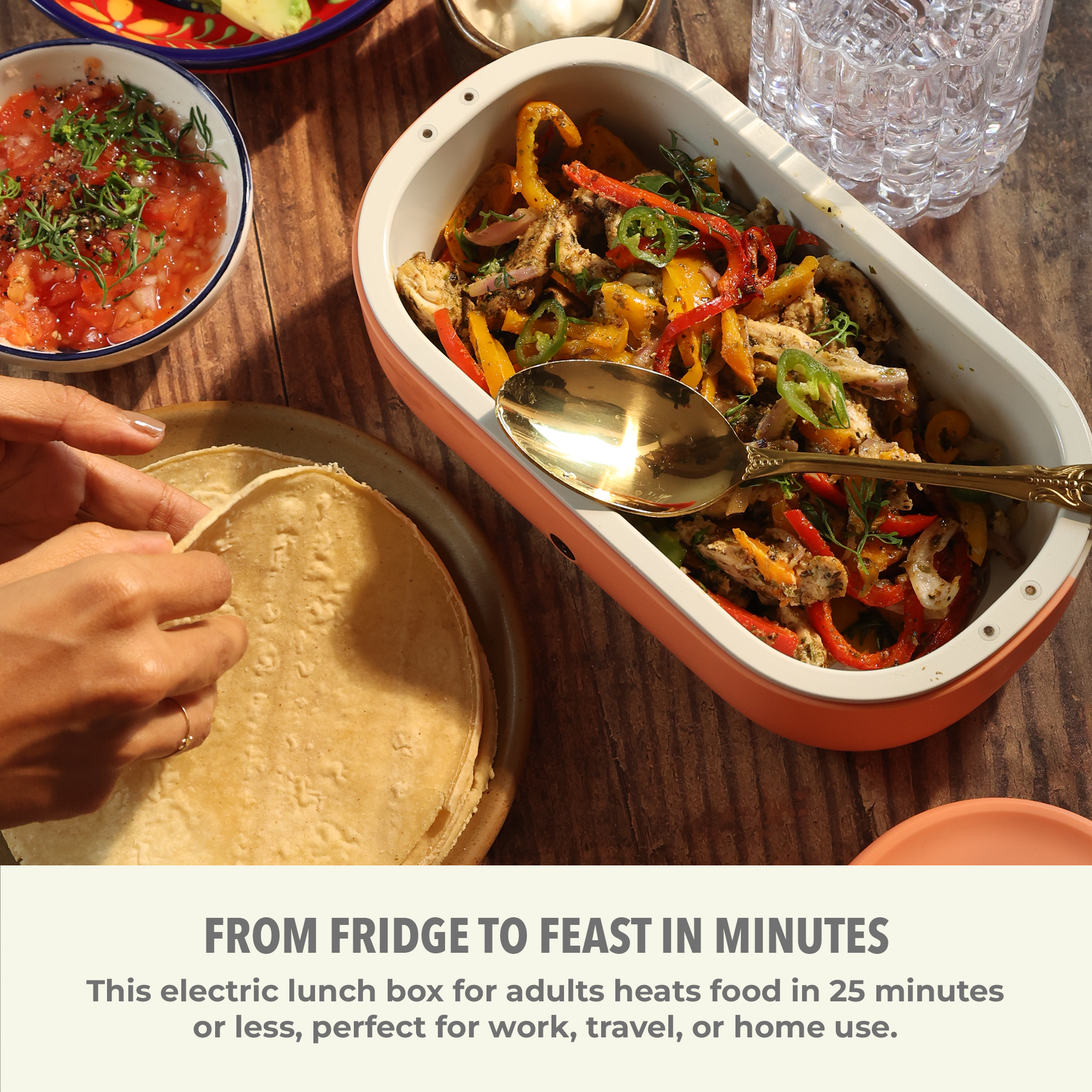 UVI Plus – SELF-HEATING LUNCH BOX WITH USB-C CORD AND UV LIGHT SANITIZER - Pearl