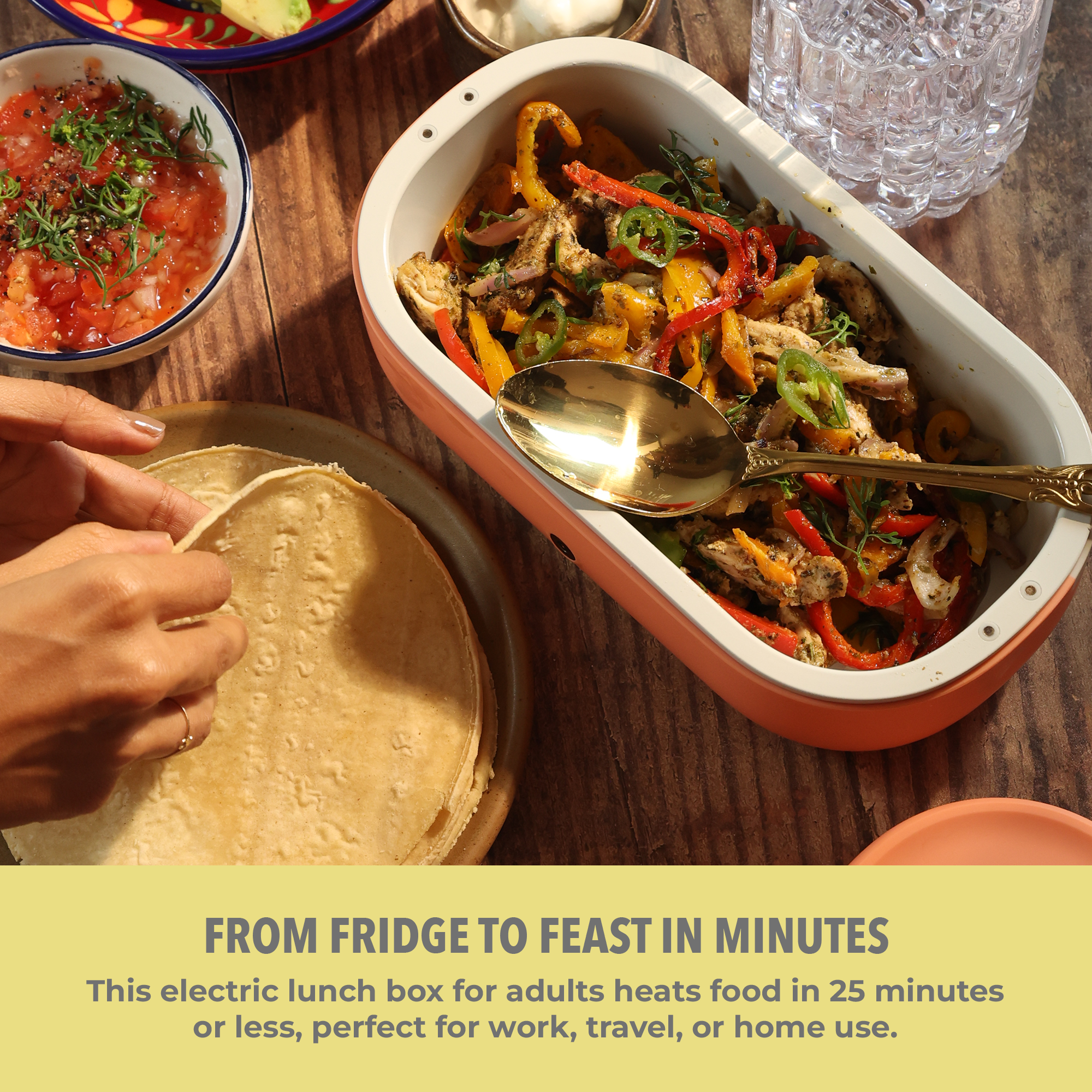 UVI Plus – SELF-HEATING LUNCH BOX WITH USB-C CORD AND UV LIGHT SANITIZER - Sunshine