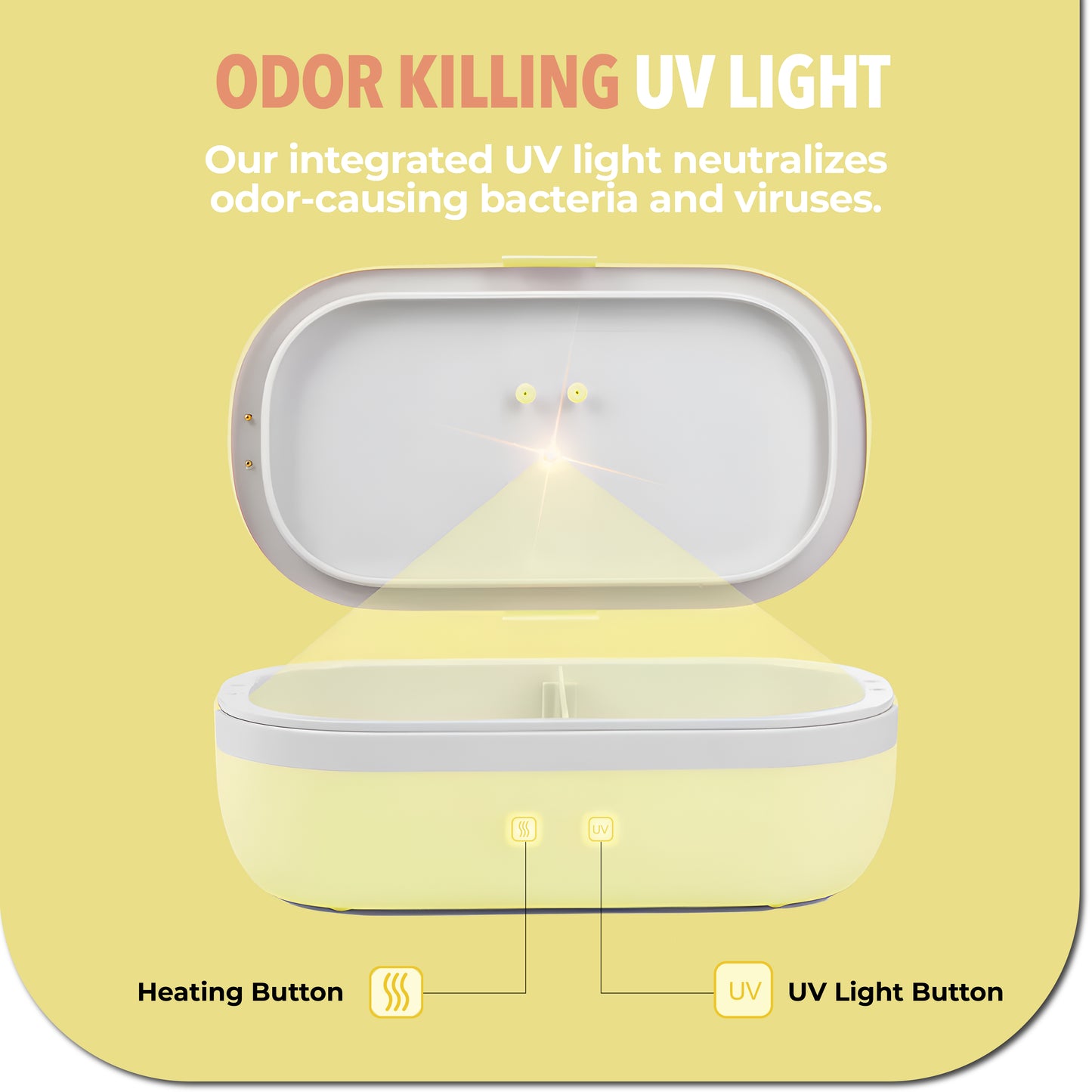 SELF HEATING LUNCH BOX WITH UV LIGHT SANITIZER - YELLOW UVI