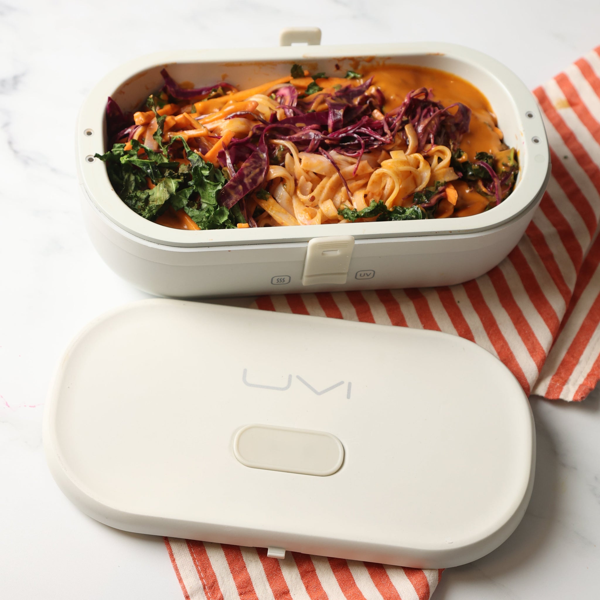 UVI Plus – SELF-HEATING LUNCH BOX WITH USB-C CORD AND UV LIGHT SANITIZER - Pearl