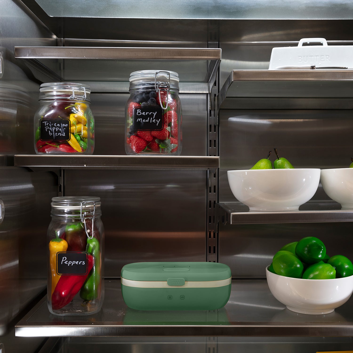 SELF HEATING LUNCH BOX WITH UV LIGHT SANITIZER - GREEN PEA UVI