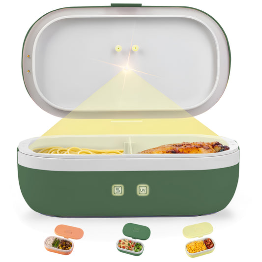 SELF HEATING LUNCH BOX WITH UV LIGHT SANITIZER - GREEN PEA UVI