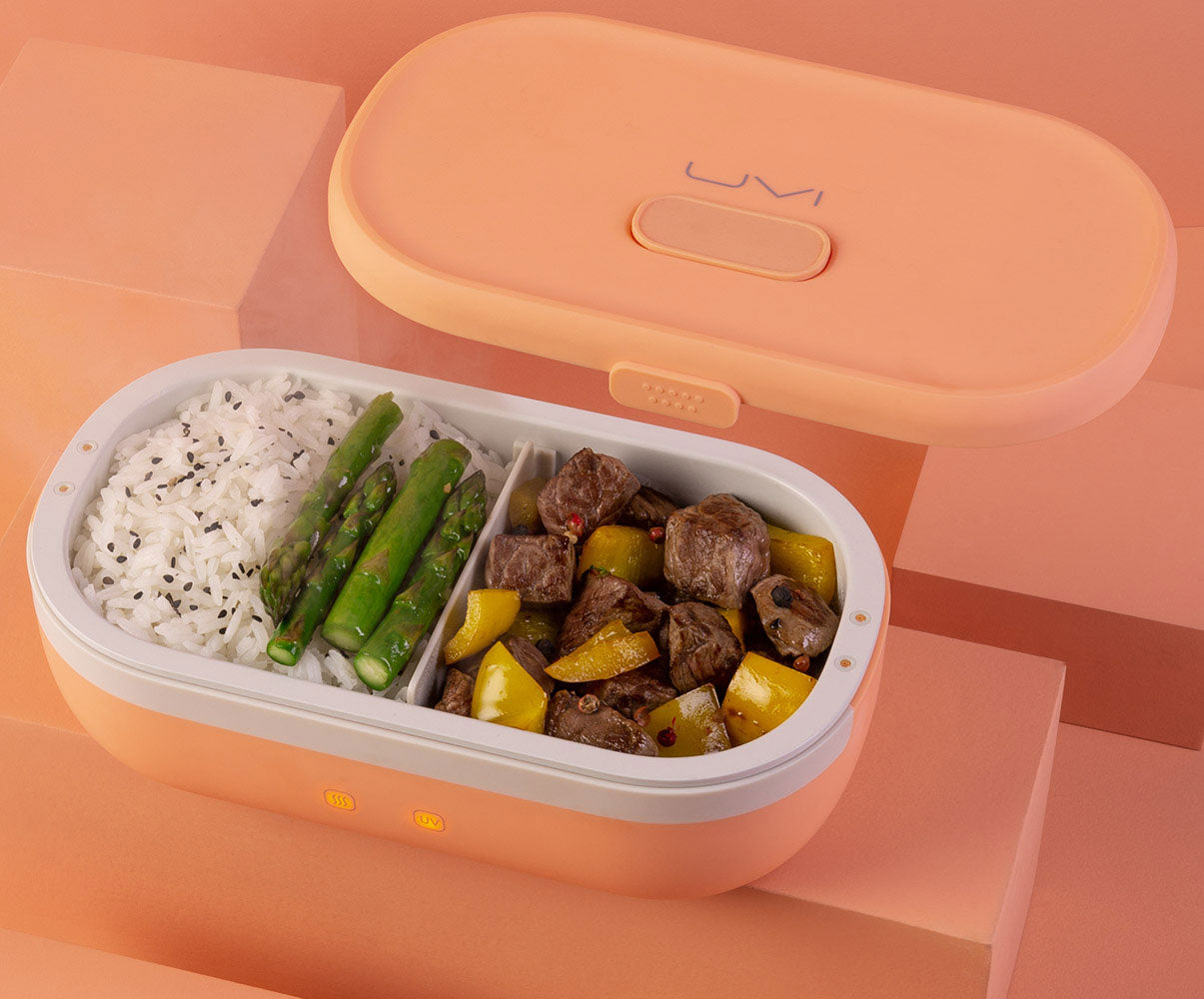 Salmon UVI Self Heating & Cleaning Lunch Box