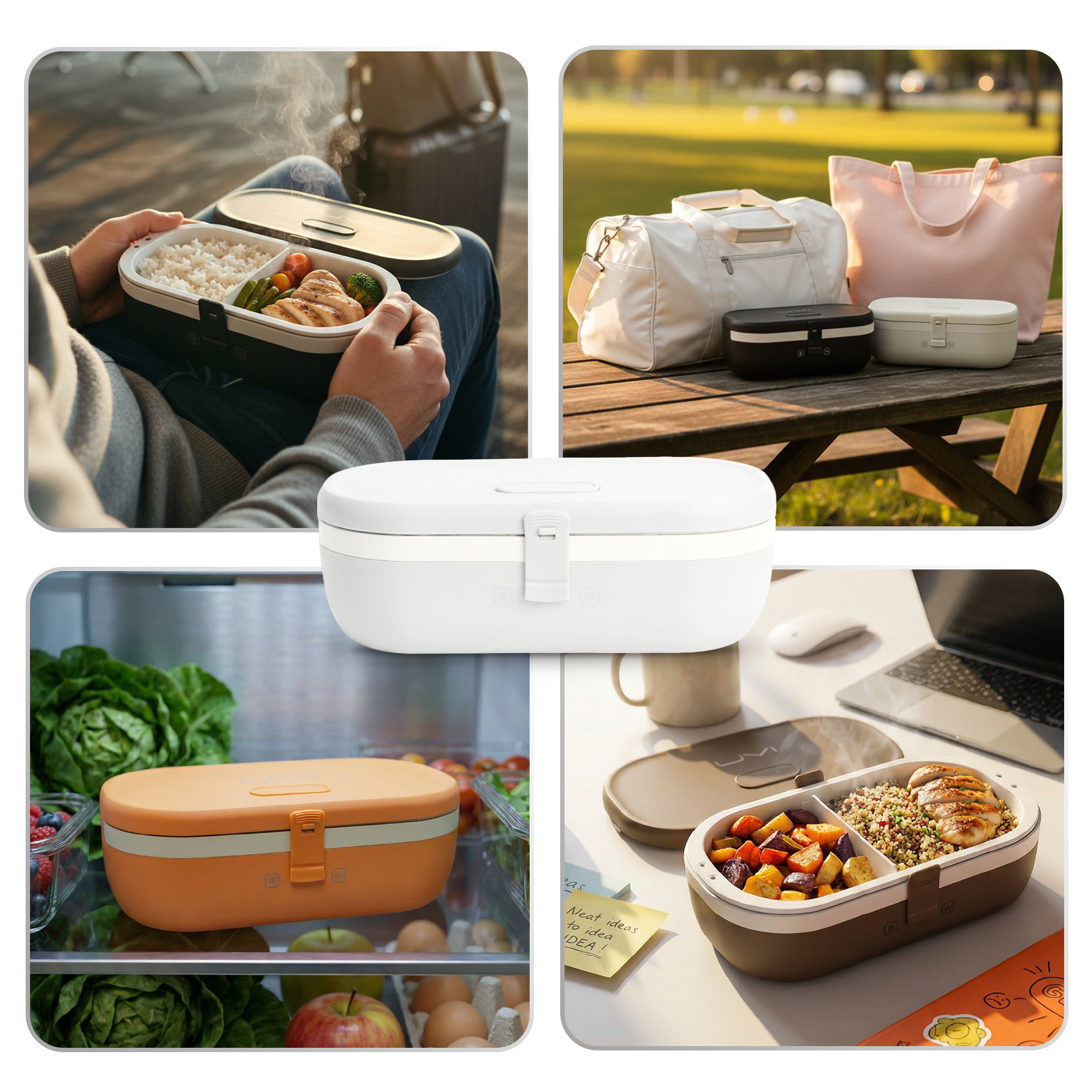 UVI Plus – SELF-HEATING LUNCH BOX WITH USB-C CORD AND UV LIGHT SANITIZER - Pearl
