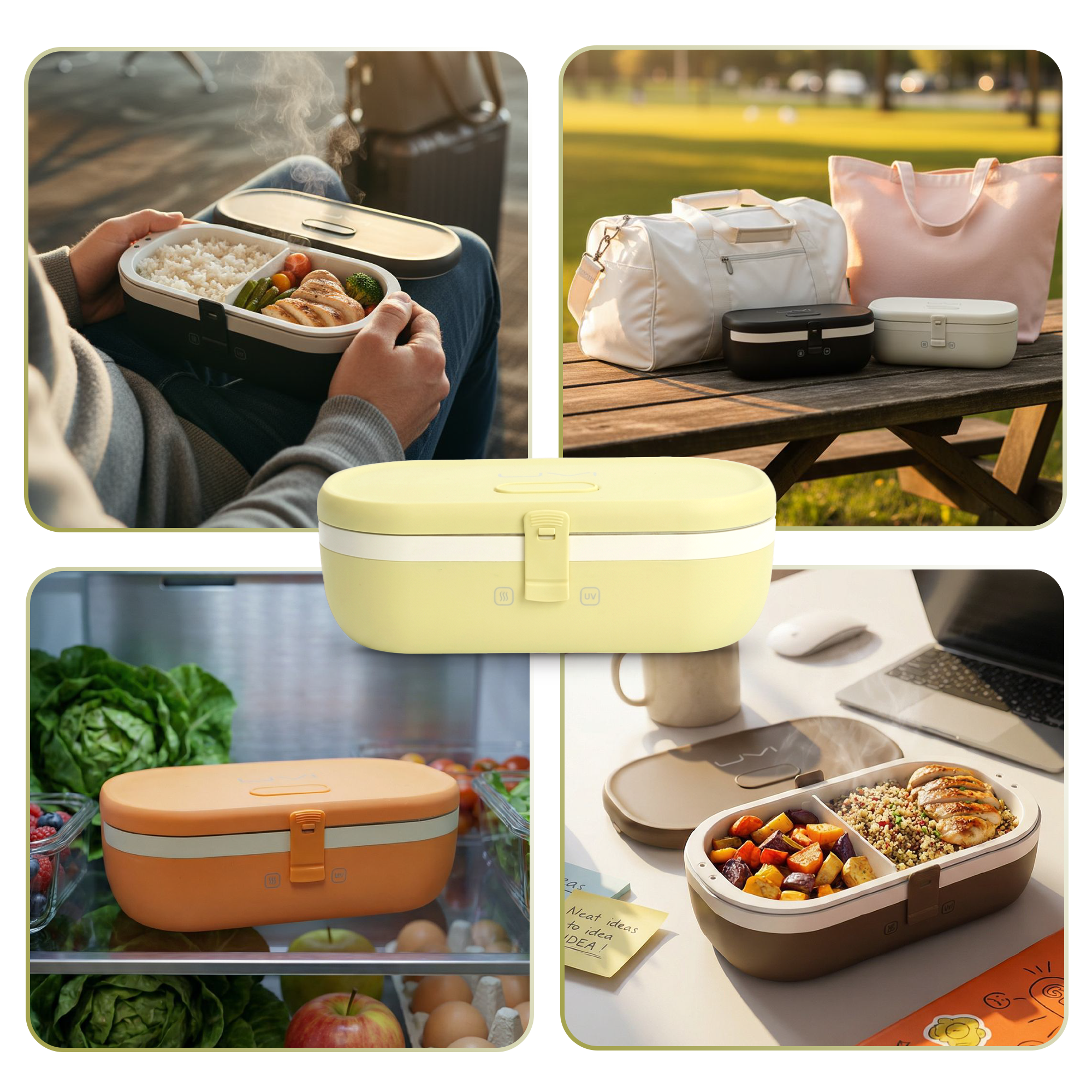 UVI Plus – SELF-HEATING LUNCH BOX WITH USB-C CORD AND UV LIGHT SANITIZER - Sunshine