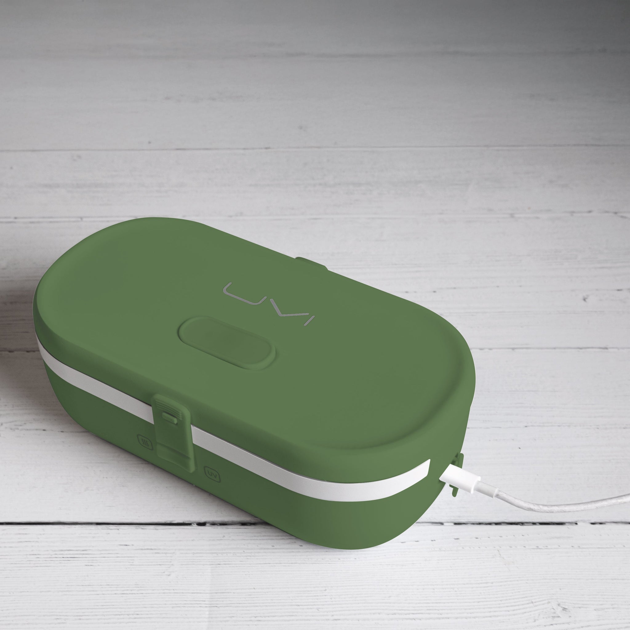 UVI Plus – SELF-HEATING LUNCH BOX WITH USB-C CORD AND UV LIGHT SANITIZER - Green Pea