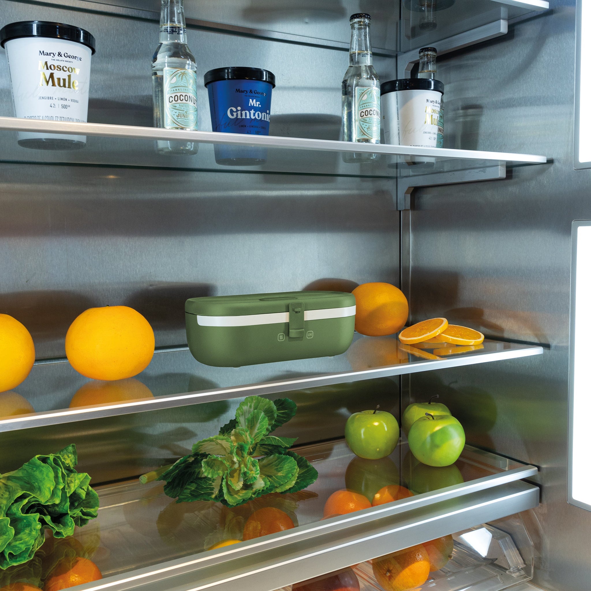 UVI Plus – SELF-HEATING LUNCH BOX WITH USB-C CORD AND UV LIGHT SANITIZER - Green Pea