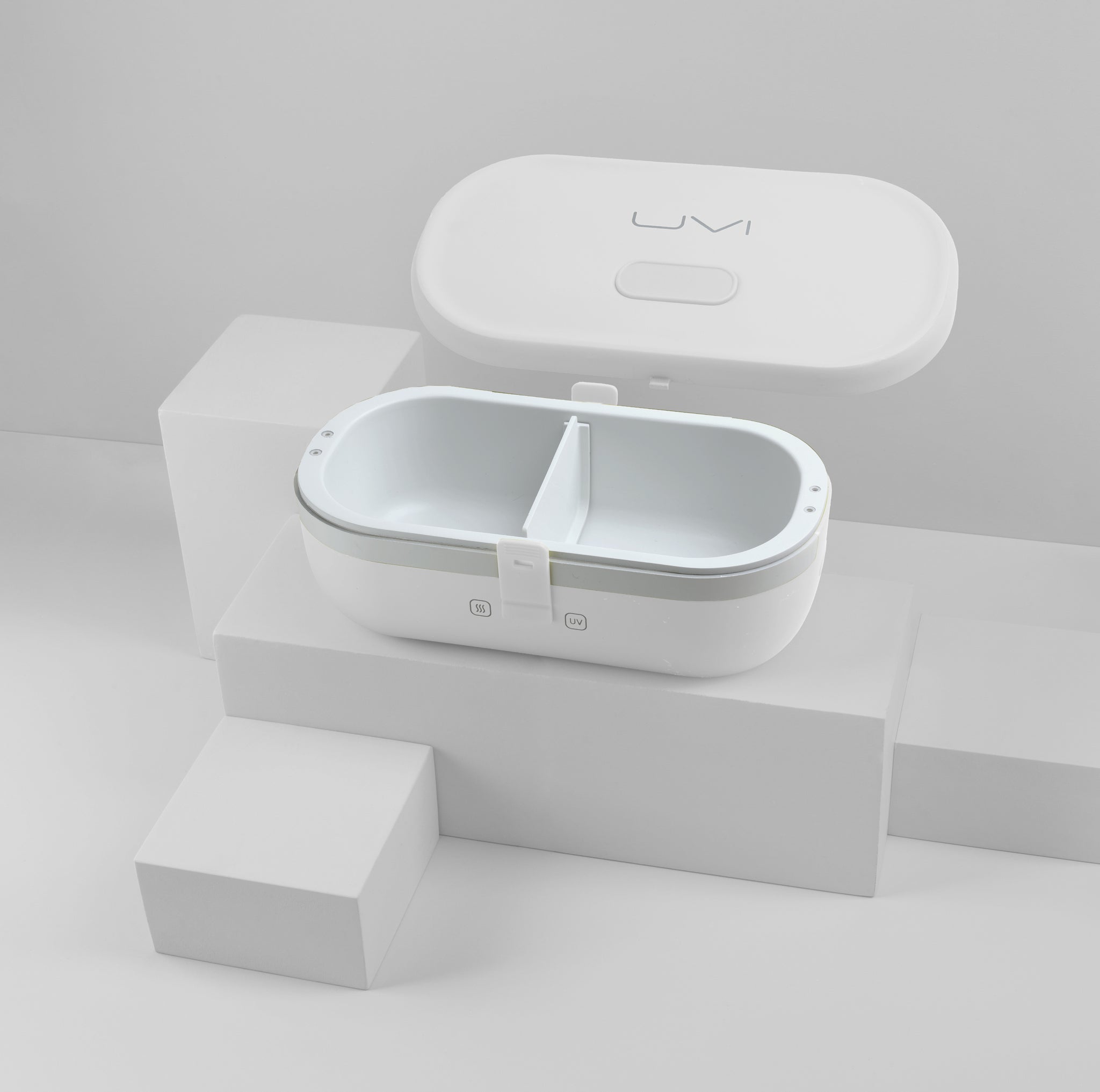 UVI Plus – SELF-HEATING LUNCH BOX WITH USB-C CORD AND UV LIGHT SANITIZER - Pearl