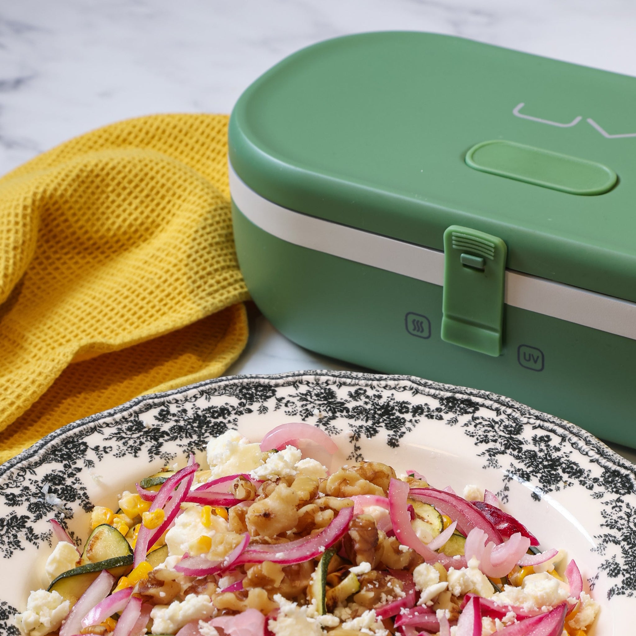 UVI Plus – SELF-HEATING LUNCH BOX WITH USB-C CORD AND UV LIGHT SANITIZER - Green Pea