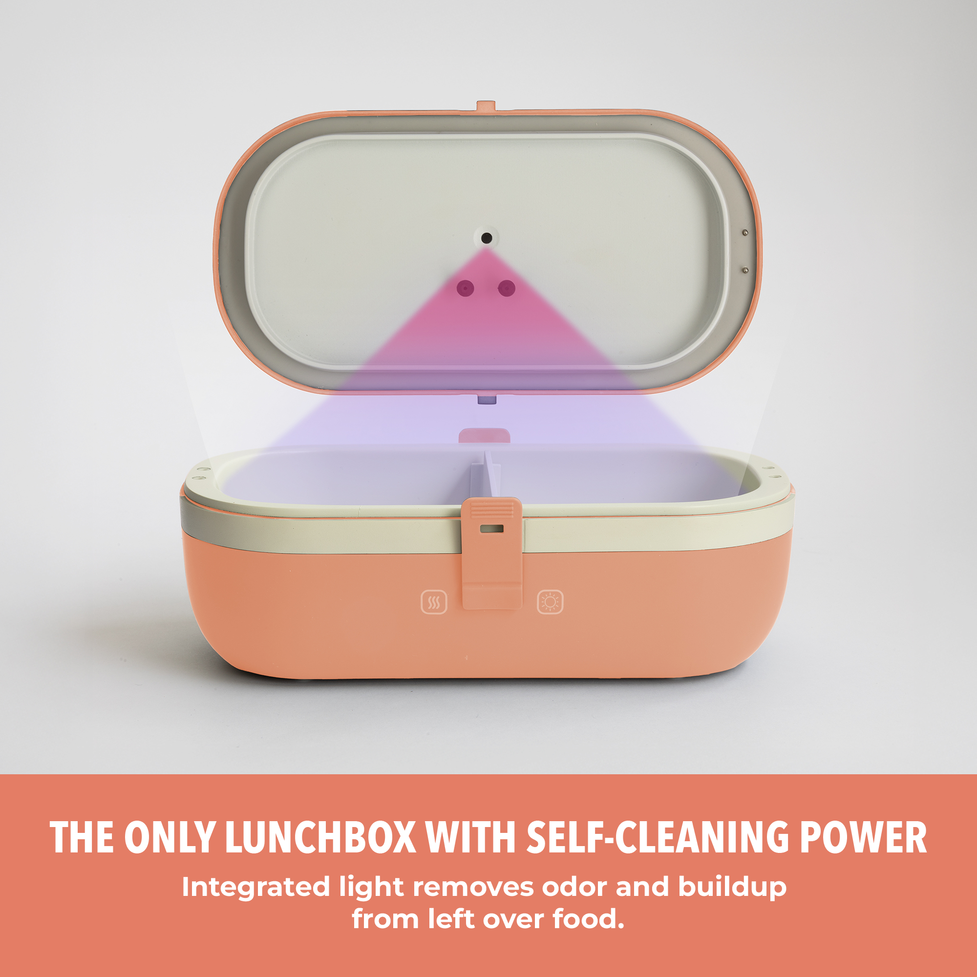 UVI Plus – SELF-HEATING LUNCH BOX WITH USB-C CORD AND UV LIGHT SANITIZER - Salmon