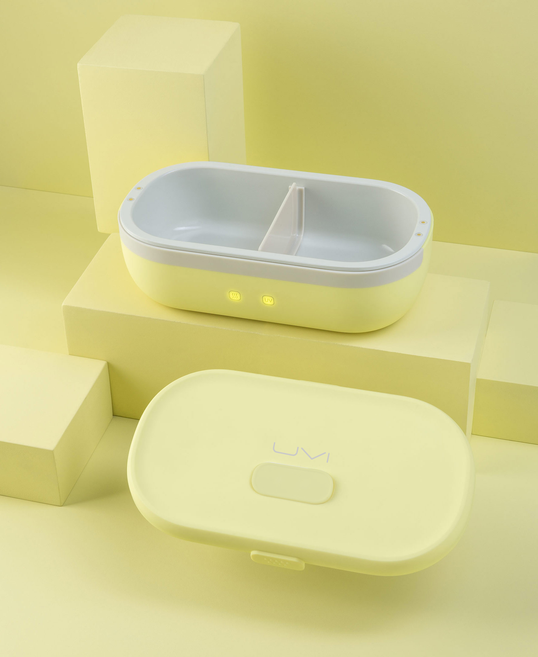 Yellow UVI Self Heating & Cleaning Lunch Box