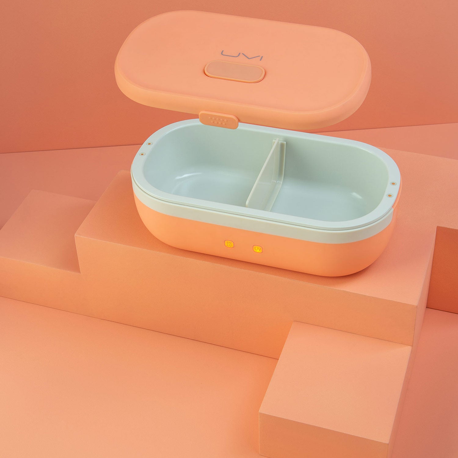 Salmon UVI Self Heating & Cleaning Lunch Box